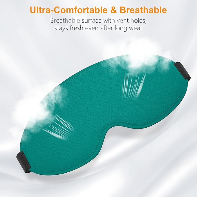Gritin 100% Blackout Sleep Eye Mask for Side Sleeper Men Women, Zero Eye Pressure 3D Contoured Cup and Eyelash Friendly Sleeping Mask, Ergonomic-Dark Blue