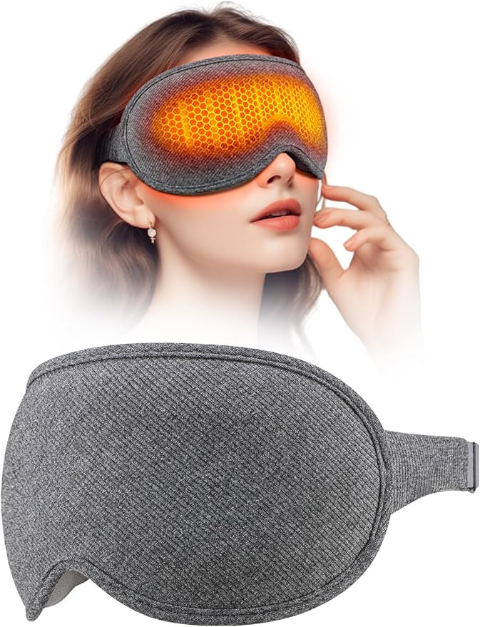 Sleep Mask, EVA BELLE Heated Eye Mask, Electric Sleeping Eye Mask, Warm Eye Compress Mask for Stye Relief, Adjustable Temperature & Timer, Electric Eye Heating Pad for Men Women-Graphene Heating