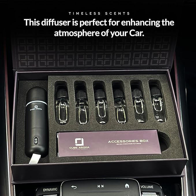 CA-06 Black Diffuser - Aromatherapy Diffuser - Compact Essential Oil Fragrance Diffuser - 2 Modes - Auto Power On/Off - Adjustable Timed Fragrance Release - for Home, Office, Car, Gift