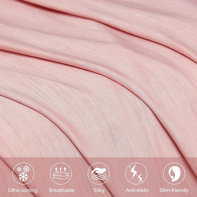 Elegear Cooling Pillow Cases for Hot Sleepers, Japanese Q-Max 0.5 Cooling Pillowcases, Both Sides(Cooling/Cotton), Breathable Soft Pillowcase for Hair and Skin, Set of 2-Pink (Standard (20" x 26"))