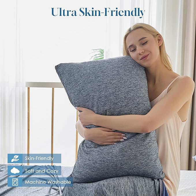 CHOSHOME Cooling Pillow Cases Zipper Pillow Covers Q-Max > 0.45 Zippered Pillowcases for Hot Sleepers, Soft, Breathable, Skin-Friendly, 2 Pack (Standard, 20"x26", Navy Blue)