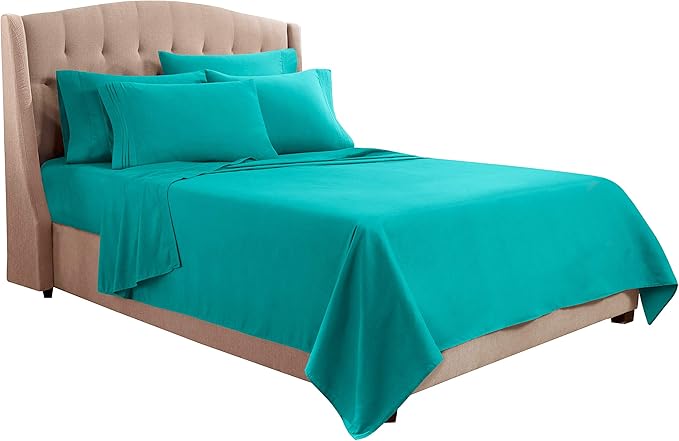 Clara Clark Queen Sheets, 6 Piece Set - Hotel Luxury Sheets for Queen Size Bed, Super Soft Bedding Set, Teal