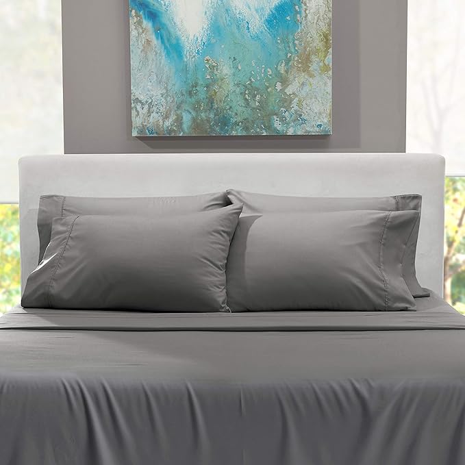Hearth & Harbor Extra Deep Pocket Sheets - Fits Mattress 18-24 Inches Deep - Extra Deep Pocket Twin XL Sheets Sets - 4 Piece Twin XL Size - Gray