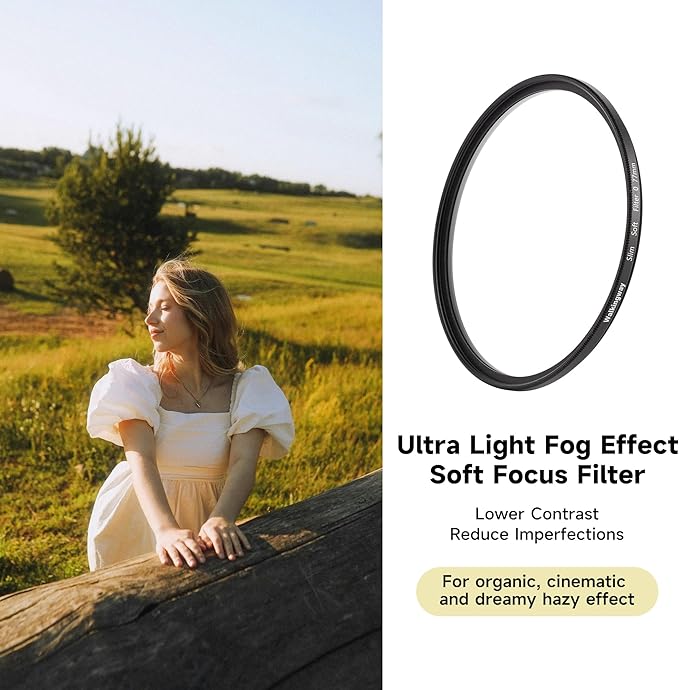 Walking Way 46MM Soft Focus Filter White Pro Mist Diffusion Filter Ultra Light Dreamy Fog Effect Circular Lens Filter Softening Diffuser for Video/Vlog/Portrait Photography