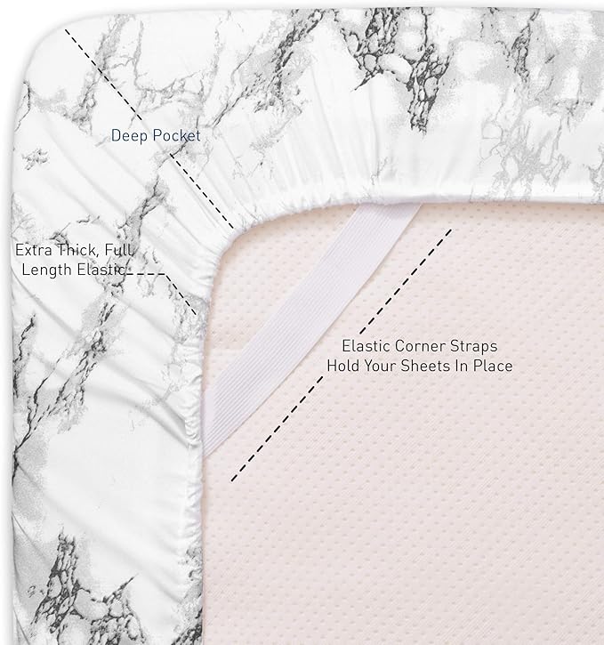 1500 Supreme Collection Extra Soft Marble Print Sheet Set- Luxury Bed Sheets Set with Deep Pocket Wrinkle Free Bedding, Twin Size