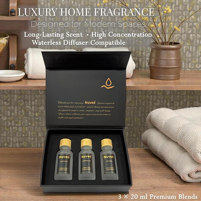 Hotel Collection Fragrance Oil Set - Inspired by Iconic Hotel Experiences - Luxury Oils for Waterless Diffusers, Long Lasting Home Fragrance - 3 x 20ml Gift Set