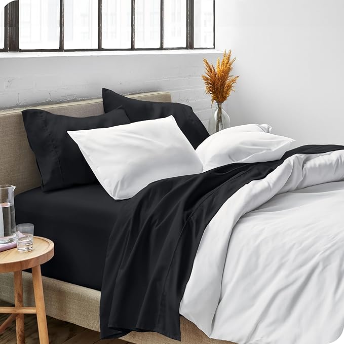 Bare Home Split California King Sheet Set - 1800 Ultra-Soft Microfiber Bed Sheets - Double Brushed - Deep Pockets - Easy Fit - 5 Piece Set - Bed Sheets (Split Cal King, Black)