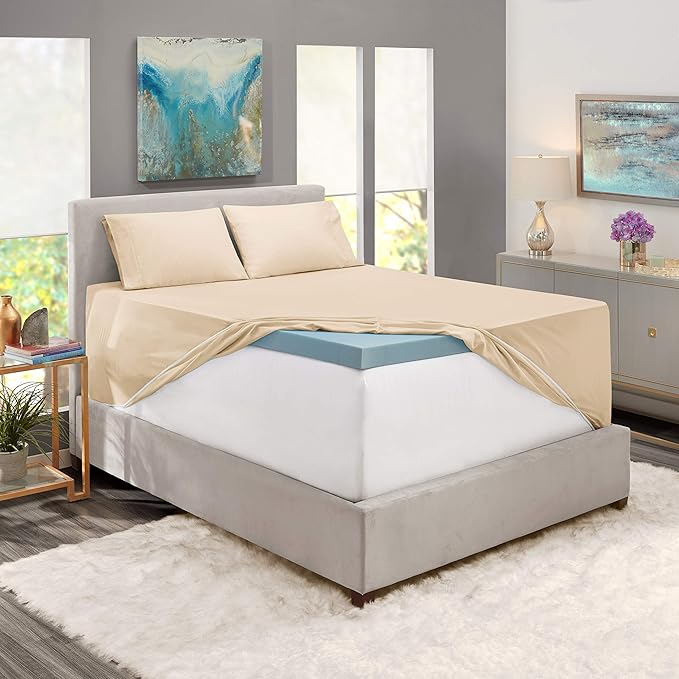 Hearth & Harbor Extra Deep Pocket Sheets - Fits Mattress 18-24 Inches Deep - Extra Deep Pocket Split King Size Sets - 7 Piece Split King Size - Cream