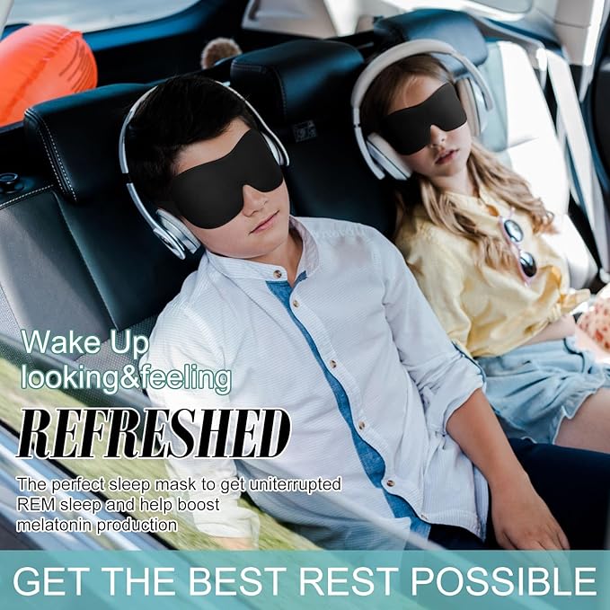 Bencailor 8 Pcs Sleep Mask for Side Sleeper 3D Eye Masks for Sleeping Blackout Eye Cover Shade Night Blindfold with Adjustable Strap for Women Men Sleeping Game Gifts(Large,Black)