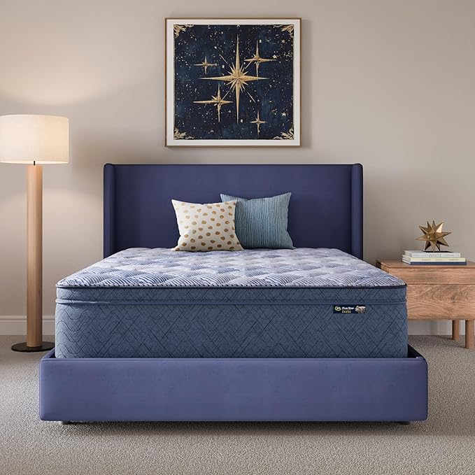 Serta Five Star Mattress Tranquility 16-Inch Plush Pillow Top – King – Zoned Support, Pressure Relief, Cooling Comfort – Made in USA – Bed-in-a-Box – 100 Night Trial, 10-Year Limited Warranty