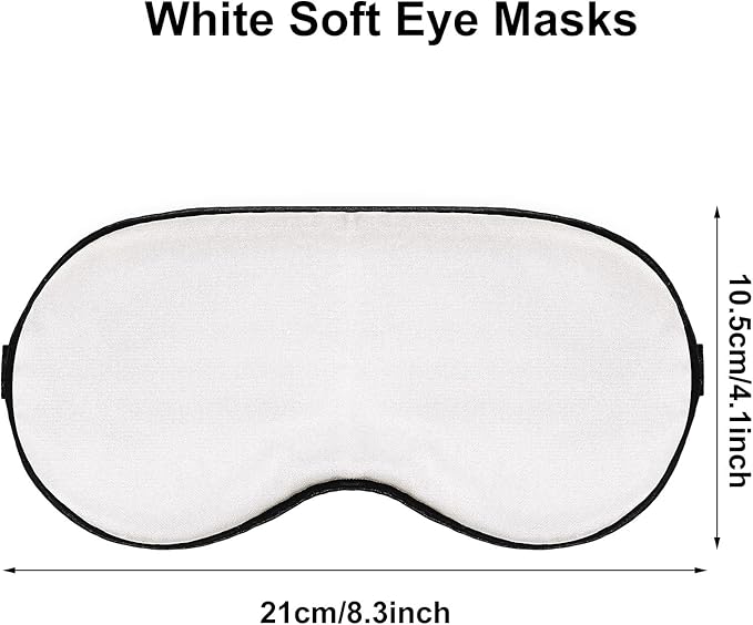 10 Pack White Sleep Mask Sublimation Blank Eye Mask Silk Blindfold Shade Cover with Adjustable Strap for DIY Sleepover Party Supplies Travel Nap Meditation Team Games