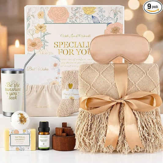 Birthday Gifts for Women, Get Well Gift Baskets for Women, Care Package Self Care Gift Box Thinking of You Inspirational Valentines Day Gift Set for her Wife Firends, Khaki
