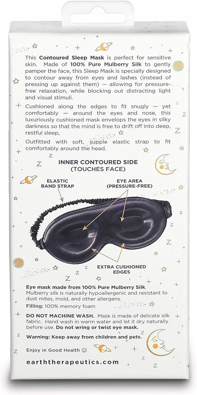 Earth Therapeutics Contoured Beauty Sleep Mask - 100% Mulberry Silk