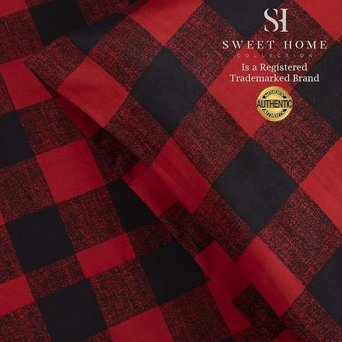 1500 Supreme Collection Buffalo Print Sheet Set, King Size - Luxury Bed Sheets Set with Deep Pocket Wrinkle Free Bedding, California King, Burgundy/Black Buffalo Print