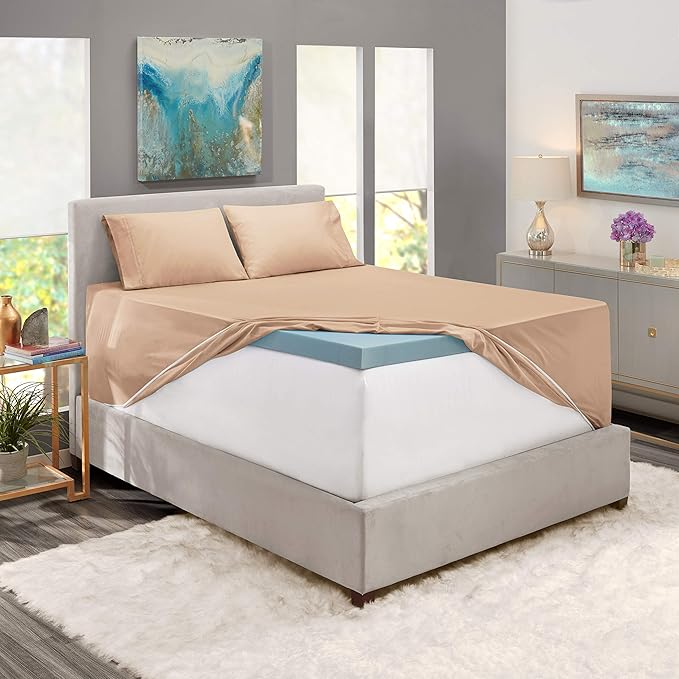 Nestl Queen Size Sheet Set, 4 Piece Extra Deep Pocket (18-24 inches), Microfiber, Hotel Luxury, Soft, Breathable, Wrinkle-Free, Easy to Care, Taupe