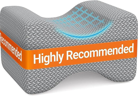 BlissTrends Memory Foam Knee Pillow, Knee Pillow for Side Sleepers, Leg Pillows for Sleeping Blood Circulation, Elevation Pillow for Spine Aligning, Sciatica, Back, Hip, Knee, Ankle Pain, Grey