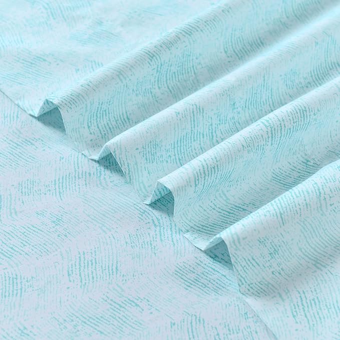 Elegant Comfort Softest and Coziest 6-Piece Sheet Set - 1500 Premium Hotel Quality Microfiber - Deep Pocket, Wrinkle Resistant 6-Piece Wave Pattern Bed Sheet Set, King, Wave Aqua