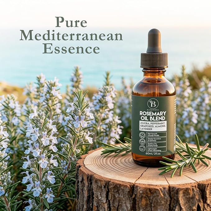 Rosemary Oil for Hair Growth Blend with Almond, Peppermint, Lavender & Jojoba Oil for Hair, Lightweight Consistency, For Growth, Strengthening & Scalp Care (60ml / 2fl oz)