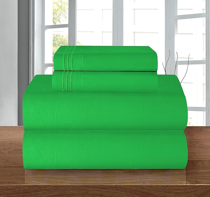 Elegant Comfort Luxury 1500 Premium Hotel Quality Microfiber 4-Piece Sheet Set - Wrinkle Resistant, All Around Elastic Fitted Sheet, Deep Pocket up to 16", Full, Emerald Green