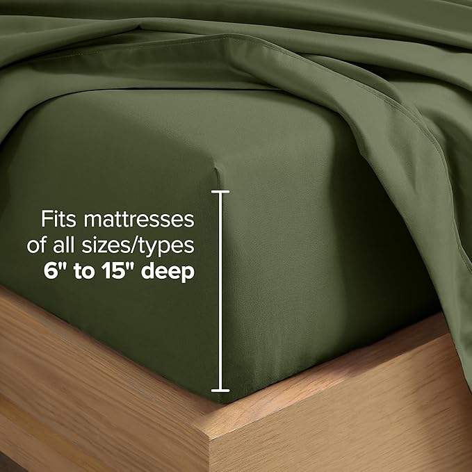 Bare Home Hotel Luxury Twin XL Sheet Set, Extra Soft - 4 Piece Set - Deep Pockets - Easy Fit - Cooling & Breathable - Wrinkle, Fade, Stain Resistant - Includes 2 Pillowcases (Twin XL, Cypress)