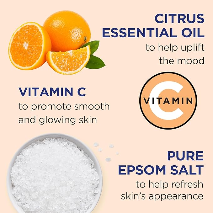 Dr Teal's Body Wash with Pure Epsom Salt, Glow & Radiance with Vitamin C & Citrus Essential Oils, 24oz (Pack of 4)