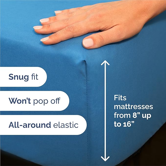 King Size 4 Piece Sheet Set - Comfy Breathable & Cooling Sheets - Hotel Luxury Bed Sheets for Women and Men - Deep Pockets, Easy-Fit, Soft and Wrinkle Free Sheets - Denim Blue Oeko-Tex Bed Sheet Set