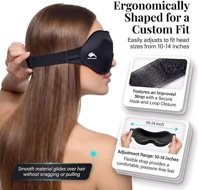 Sleep Mask for Side Sleepers: Lash Extensions 3D Contoured Eye Mask – Airplane Travel Essential, Zero-Pressure Light Blackout Eye Mask for Women – Soft Night Blindfold for Long Flights (Purple)