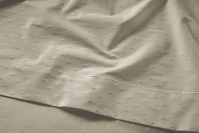 LANE LINEN Pillow Case Covers King, Set of 2, 100% Egyptian Cotton Sateen, Soft Cool & Smooth Pillow Cases - Swiss Dot - Linen