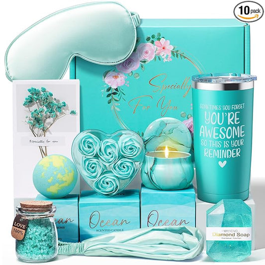 Birthday Gifts for Women Friendship, Ocean Relaxing Spa Gifts Basket for Women Self Care Gifts, Thank You Gifts Bath Set Valentines Day Gifts for Mom Her Best Friend Wife Sister Coworker Nurse Teacher
