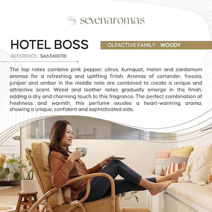 SevenAromas Hotel Scent Diffuser Oil, Luxury Hotel-Inspired Essential Oil for Aromatherapy & HVAC Diffusers – Premium Dropper Bottle - 45 ml 1.52 FL oz (Hotel boss)