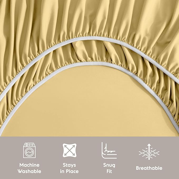 Nestl Extra Deep King Sheet Set - 6 Piece Breathable & Cooling Sheets - Hotel Luxury Bedding Set w/18-24 Inch Deep Pockets - Easy & Secure Fit - Super Soft, Wrinkle Free & Comfy - Custard Yellow