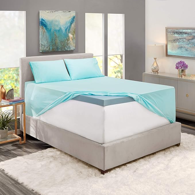 Nestl Full Size Sheet Set, 4 Piece Extra Deep Pocket (18-24 inches), Microfiber, Hotel Luxury, Soft, Breathable, Wrinkle-Free, Easy to Care, Light Blue