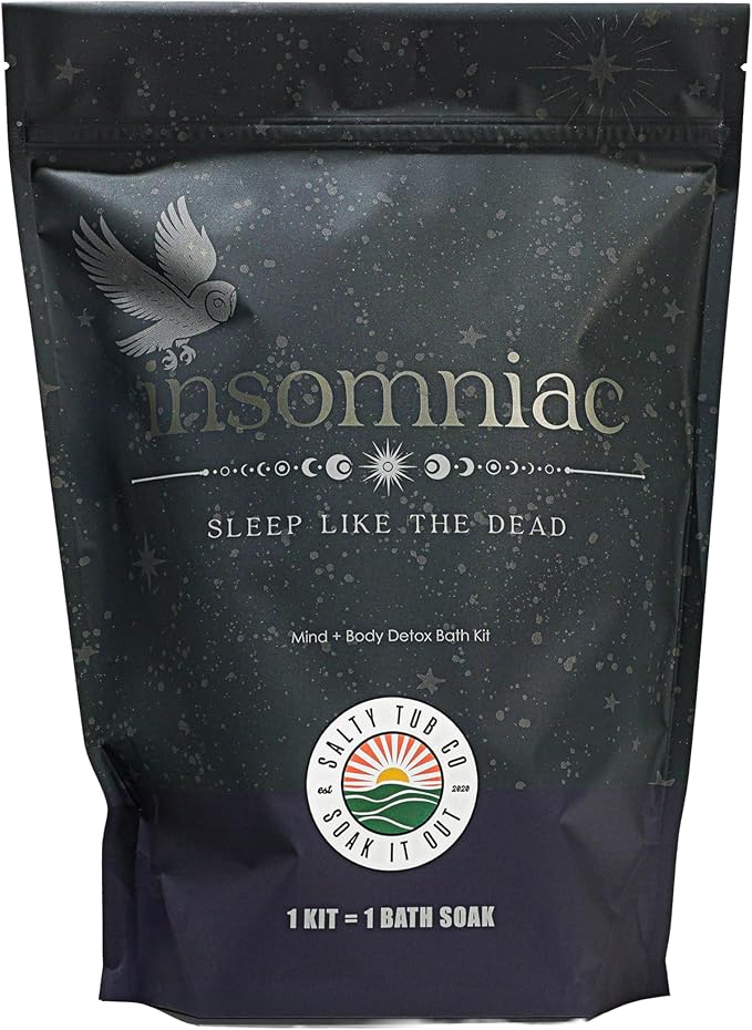 Insomniac Sleep Bath Kit – Nighttime Detox Soak with Magnesium Salts, Essential Oils, Bath Bomb and More, Luxury Bath Experience, Single Use – Sleep Support & Relaxation Ritual by Salty Tub