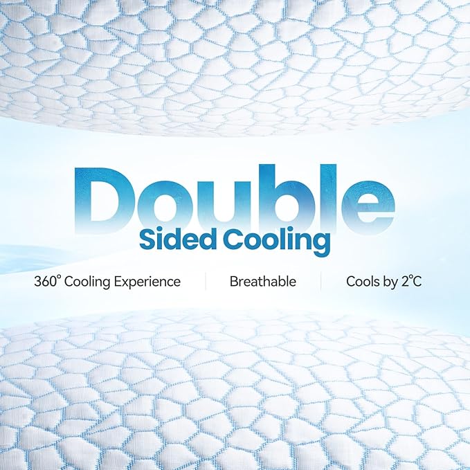 QUTOOL Cooling Pillows for Sleeping,Shredded Memory Foam Pillows King Size Set of 1,Adjustable Soft & Firm Gel Bed Pillow for Side, Back, Stomach Sleepers
