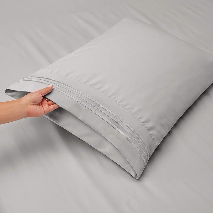 Clara Clark Queen Sheets, 6 Piece Set - Hotel Luxury Sheets for Queen Size Bed, Super Soft Bedding Set, Silver