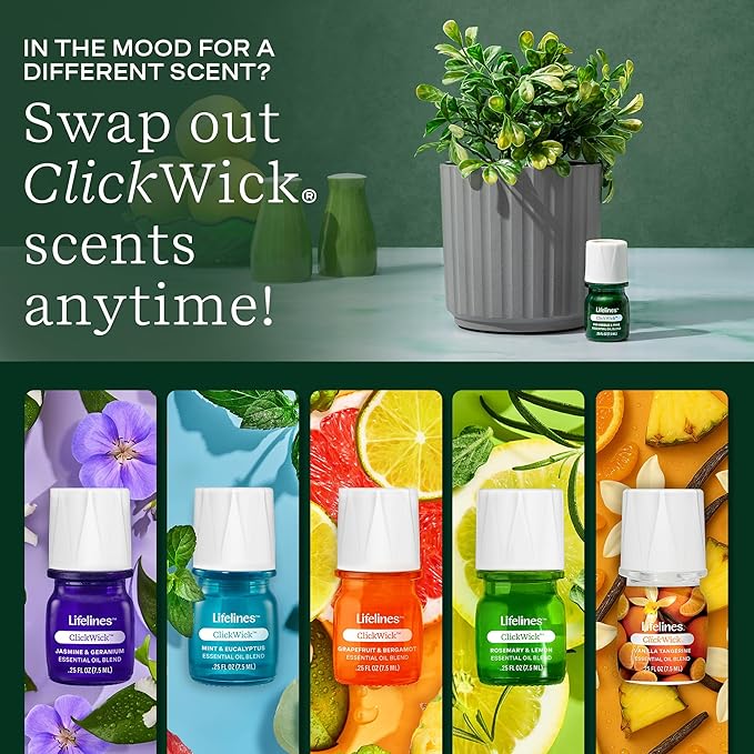 ClickWick Essential Oil Blends for Lifelines Diffusers, 3-Pack Walk in The Woods Set - Essential Oil Blend Refill for Candle, Plant & Shower Aromatherapy Diffuser - Fragrance for Diffusers