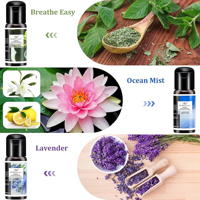 Reborn Essential Oils Set, 6x15ml Fragrance Oils Kit for Diffuser, Humidifier, Aromatherapy, Air Purifier - Aqua Lily, Water Hyacinth, Breathe Easy, Ocean Mist, Neverland, Lavender