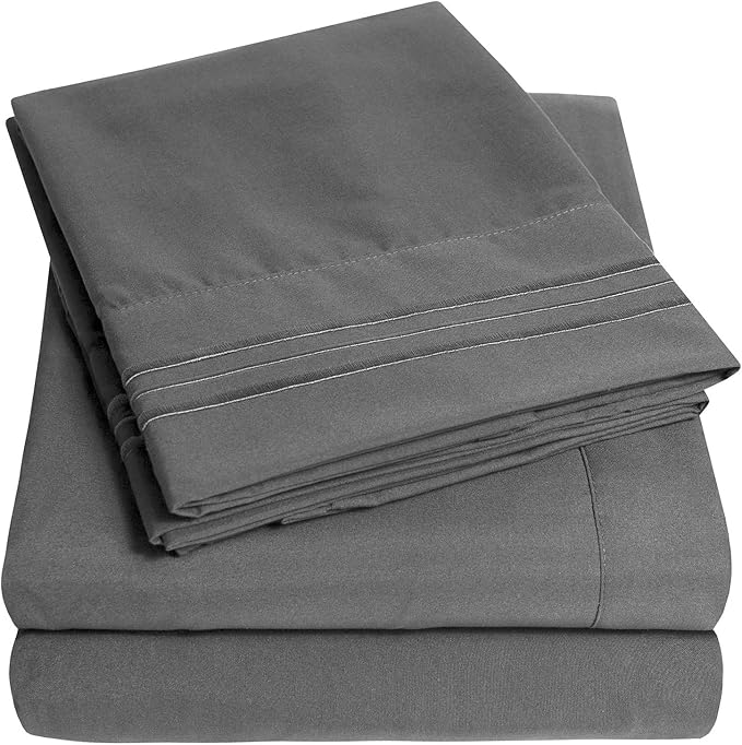 1500 Supreme Collection California King Sheet Sets Gray - Luxury Hotel Bed Sheets and Pillowcase Set for California King Mattress - Extra Soft, Elastic Corner Straps, Deep Pocket Sheets Gray
