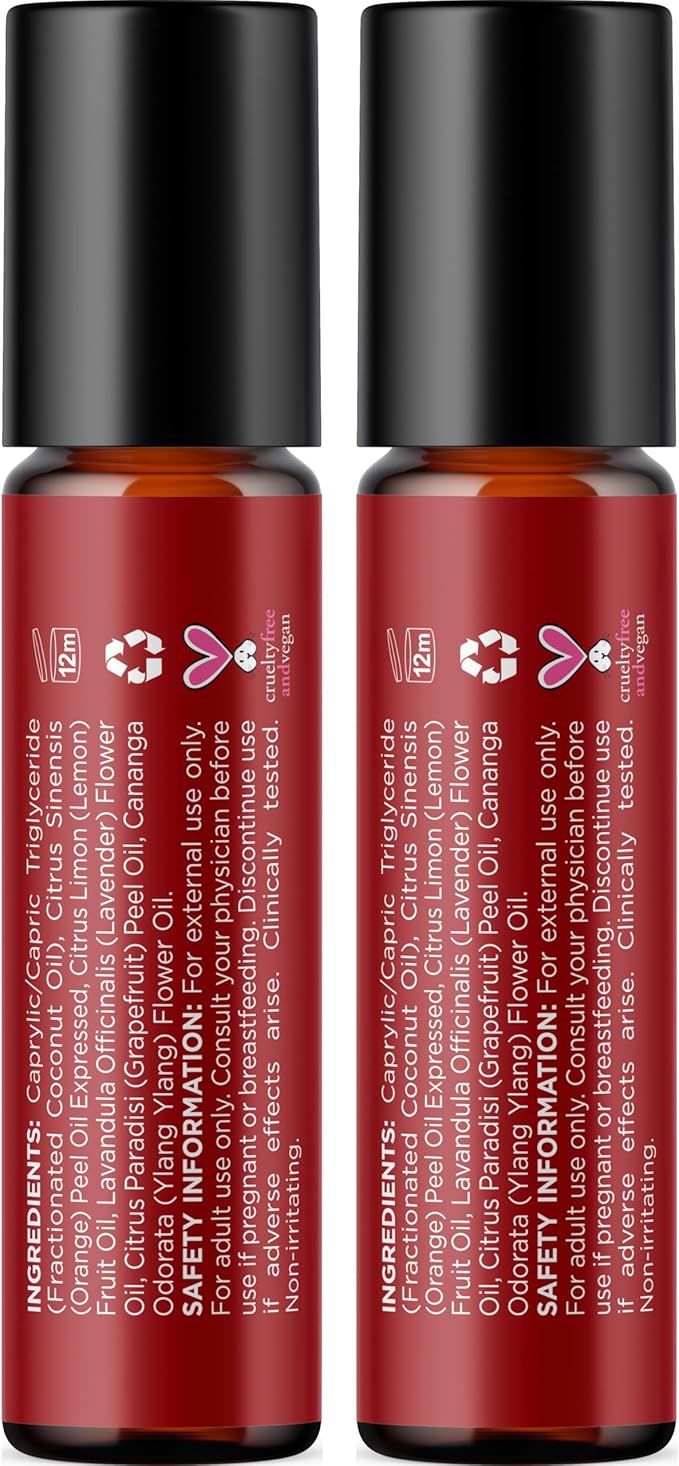 Uplift Essential Oil Roll On - Aromatherapy Essential Oil Roller with Lavender and Citrus Calming Essential Oils - Happy and Relaxing Essential Oil Blend with Orange Lemon & Grapefruit (2 Pack)