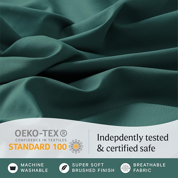 LuxClub 3 PC Sheet Bed Sheets Deep Pockets 18" Eco Friendly Wrinkle Free-Kids-Fitted Sheets Machine Washable Hotel Bedding Silky Soft - Emerald Twin XL
