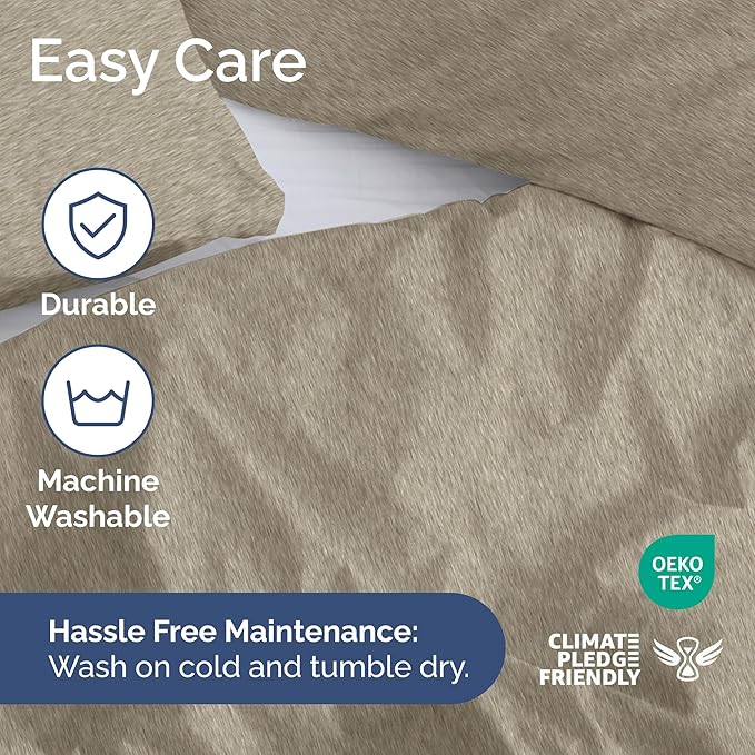 Duvet Cover Full Size Set - Extra Soft Full Duvet Cover 80" x 90" with 2 Pillow Shams - Hotel Luxury, Easy Care & Fade Free with Zipper Closures and Ties - Comfy, Cozy & Breathable (Heathered Beige)