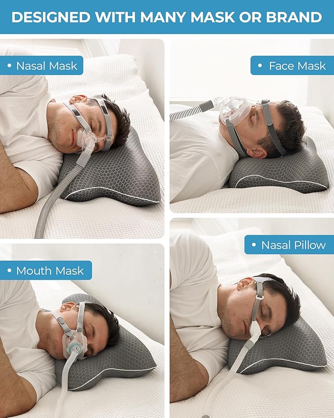 Elviros CPAP Pillow for Side & Back Sleepers, HSA/FSA Portable Travel Sleep Apnea Pillow with Adjustable Height, Reduce Mask Leaks & Pressure,for Camping, Hotels