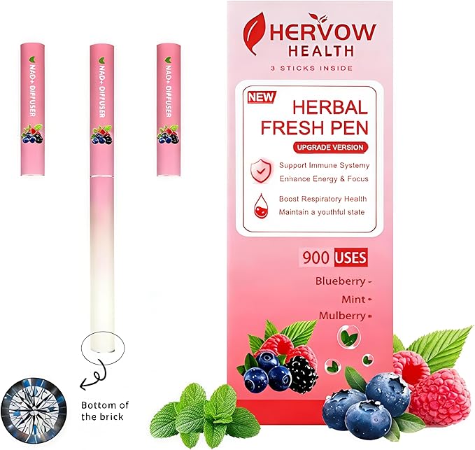 【HERVOW】 Portable Aromatherapy Diffuser for Essential Oils – 900 Uses Long Lasting, No Electricity, Natural Mint Lavender Chamomile, for Home Car Office Travel, Calming Air Freshener Gift