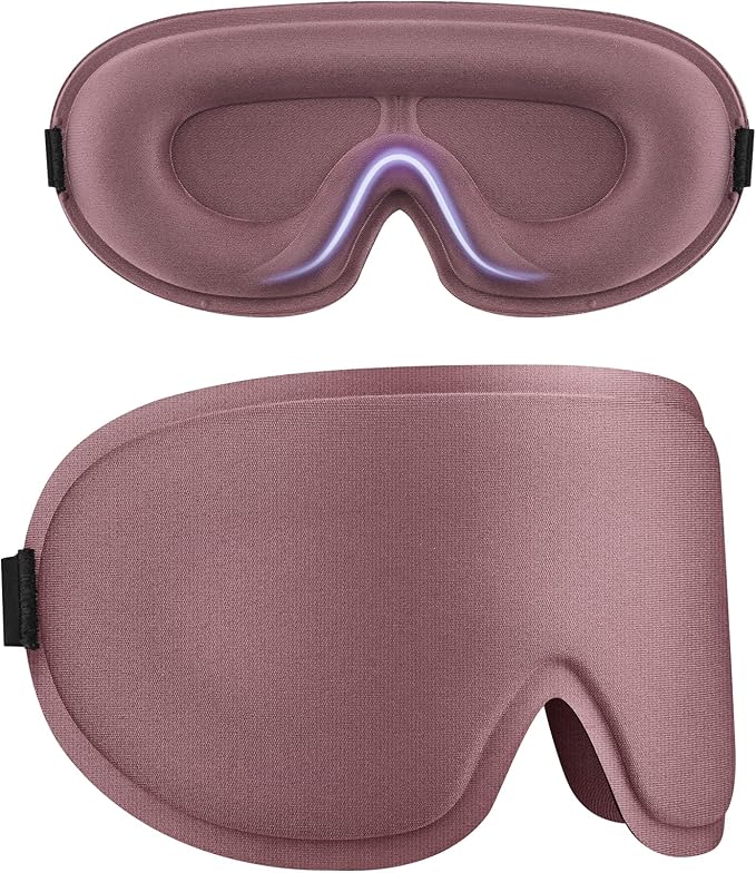 2 Pack Sleep Mask for Side Sleeper, Complete Light Blocking 3D Sleeping Eye Mask, Soft Breathable Eye Cover for Women Men, Travel, Nap, Relaxing Zero Pressure Night Blindfold (Pink+Purple)