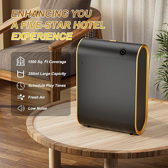 Wankeer Smart Scent Air Machine for Home, 1500 Sq. Ft Hotel Collection Diffuser with Cold Air Tech, Whole House Fragrance & Low Noise, Bluetooth Scent Air Diffuser for Home, Hotel, Office, Spa(Black)