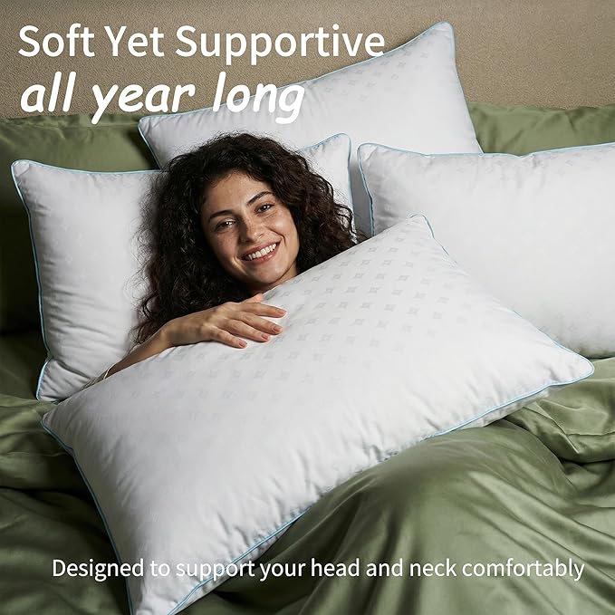 King Size Pillows Set of 2 – King Bed Pillows for Sleeping, Down Alternative Pillows, Supportive Comfort, Hotel Style, Machine Washable, for Side Back Stomach Sleepers