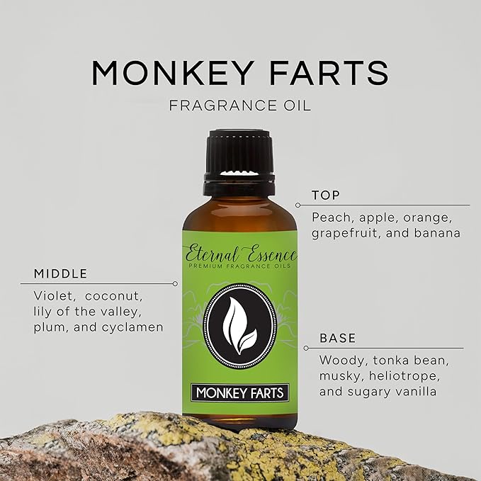 Eternal Essence Oils Monkey Farts 30ml Premium Fragrance Oil - for Candle, Soap Making, Aromatherapy, Diffusers, Home Care, & Humidifiers