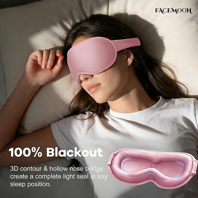 Weighted Eye Mask for Sleeping 2 Pack: Gentle Pressure Blackout Sleep Mask with 3D Contoured Cups, Zero Eye Pressure Sleep Mask for Lash Extensions, Memory Foam Travel Mask, Black Pink