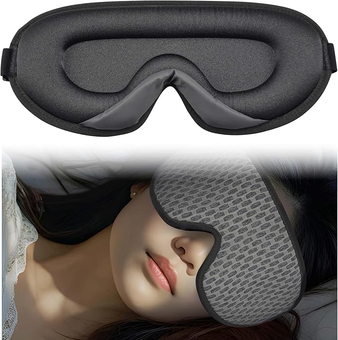 3D Mesh Breathable Sleep Eye Mask, Light Blocking Eye Mask, Zero Pressure Eye Mask, Soft Eye Cover, Comfort Blindfold, Travel Eye Mask, Night Sleep Mask, Gray