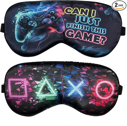 2 Pcs Boys Sleep Eye Mask, Guys Blackout Sleeping Silk Mask for Kids Adult Children's Travel Eye Cover Blindfold for Game